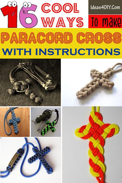 Cool Ways To Make Paracord Cross #ParacordCross #ParacordCrossPatterns #DIYParacordCross #ParacordProjects Paracord Cross Tutorial, Paracord Cross, Parachute Cord Crafts, Paracord Crafts, Paracord Projects Diy, Paracord Rosary, Paracord Bracelet Patterns, Paracord Bracelet Tutorial, Paracord Braids