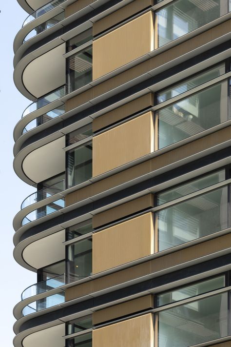 Foster + Partners completes luxury Principal Tower in London Balcony Railings, Tower Apartment, Commercial And Office Architecture, Facade Architecture Design, Building Elevation, Foster Partners, Skyscraper Architecture, Architecture Building Design, Apartment Architecture