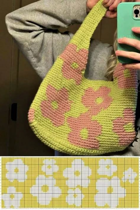 Crochet Lace Pattern, Stylish Crochet, Kawaii Crochet, Crochet Clutch, Crochet Tote, Crochet Diy, Diy Crochet Projects, Crochet Inspo, Tapestry Crochet