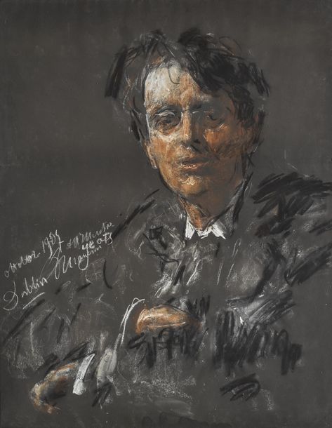 mancini, antonio portrait of w.b. yeats, coloured chalks on paper 58.5 by 45.5cm., 23 by 18in. ||| sotheby's Antonio Mancini, W B Yeats, City Gallery, Pastel Portraits, Irish Art, Italian Painters, Woman Painting, Art Auction, Portrait Drawing