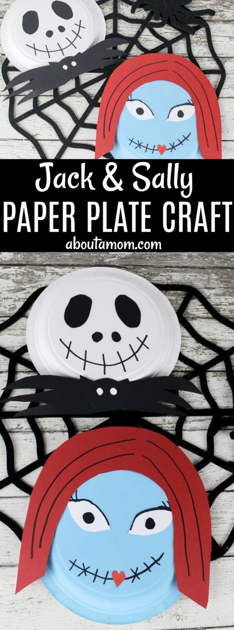 Fans of The Nightmare Before Christmas are sure to enjoy this simple Jack and Sally Halloween craft. Jack And Sally Crafts, Nightmare Before Christmas Arts And Crafts, Nightmare Before Christmas Games For Kids, Jack Skellington Crafts For Kids, Nightmare Before Christmas Crafts Kids, Nightmare Before Christmas Party Games, Nightmare Before Christmas Activities, Nightmare Before Christmas Crafts, Nightmare Before Christmas Games