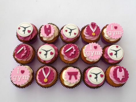 Gymnastics Cupcakes, Gymnastics Birthday Cakes, Gymnastics Ribbon, Gymnastics Cakes, Gymnast Birthday Party, Gymnastics Party, Gymnastics Birthday, Sport Cakes, Girl Cupcakes