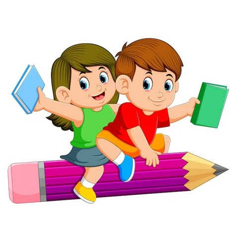 School kids riding a pencil | Premium Vector #Freepik #vector #children-book #school-kids #children-education #fun-learning