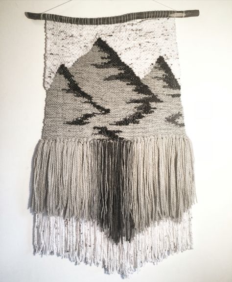 Mountain Weaving Mountain Tapestry Weaving, Mountain Weaving Wall Hangings, Mountain Weaving, Weaving Wall Decor, Wall Weave, Weaving Wall Hanging, Crochet Wall Hangings, Diy Weaving, Felting Tutorials