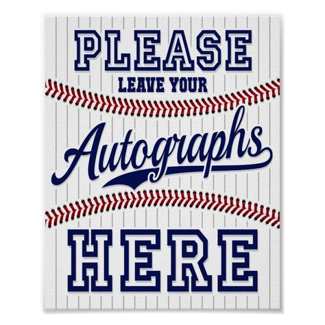 Baseball Party LEAVE YOUR AUTOGRAPHS Sign Print  Zazzle Hydration Station Sign, Baseball Theme Birthday, Baseball First Birthday, Baseball Display, Baseball Theme Party, Baseball Signs, Hydration Station, Basketball Party, Baseball Birthday Party