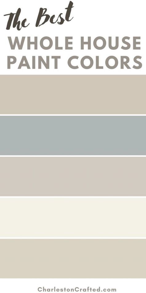 The Best Whole House Paint Colors For Any Home In 2023 6501db64b572c - The best whole house pain... Color Palette Behr, Whole House Paint Colors, Sherwin Williams Dover White, House Paint Colors, Best Gray Paint Color, Home Color Palette, Light Grey Paint Colors, Coastal Paint, Best Neutral Paint Colors