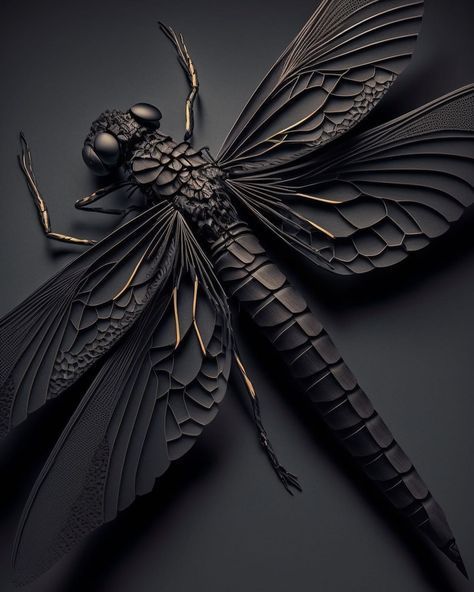 Dragonfly Art, Insect Art, Bugs And Insects, Sculpture Clay, Abstract Art Painting, Diy Painting, 3d Art, Black And Gold, Animal Art