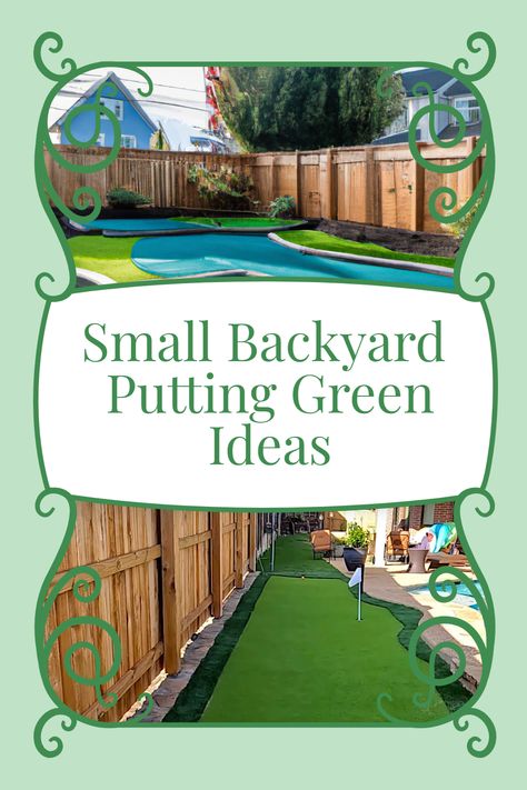 Discover unique, space-saving ideas to add a putting green to your modest backyard. From cute miniature golf courses to professional-styled putting grounds, dive into various designs that seamlessly merge aesthetics with functionality. Transform any petite backyard into a golfer's paradise. Your dream green awaits! Diy Backyard Putt Putt, Home Golf Course, Golf Simulator Room, Green Backyard, Custom Backyard, Fun Outdoor Games, Miniature Golf Course, Green Ideas, Green Diy