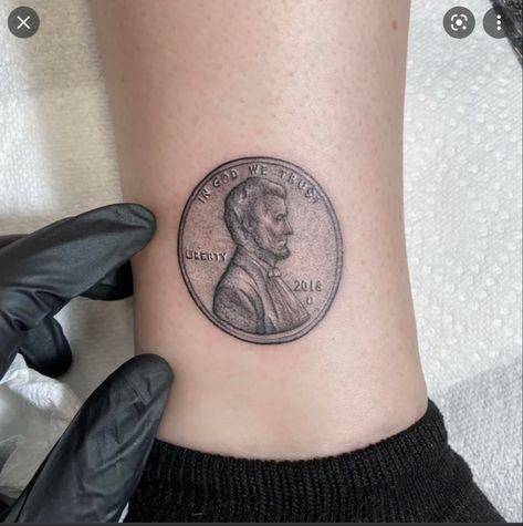 Coin Tattoo, Penny Tattoo, Prison Tattoos, R Tattoo, Card Tattoo, Dream Tattoos, Tattoo Design Drawings, Denver Co, Flash Tattoo