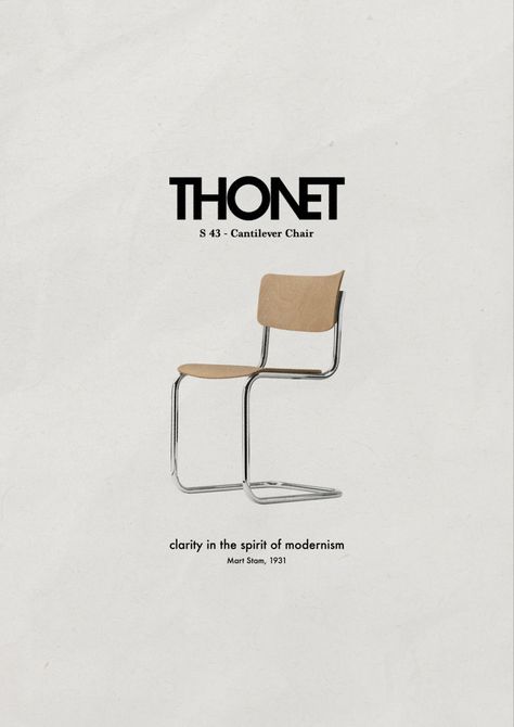 This poster was inspired by my office chair that I absolutely adore. It’s a Thonet S 43 that I got for Christmas. I just love the modern hug timless look. Interior Design Poster Layout, Chair Graphic Design, Furniture Design Poster, Gay Room, Chair Poster, Furniture Poster, Furniture Graphic, Thonet Chair, Marketing Poster