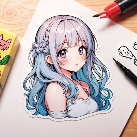 Anime Art Styles Different, Anime Sketch Girly, Girly Drawings Cute Beautiful, Anime Girlies Drawing, Anime Style Art, Markers Drawing Ideas, Aesthetic Profile Picture Cartoon Soft, Cartoon Bird, Album Artwork Cover Art