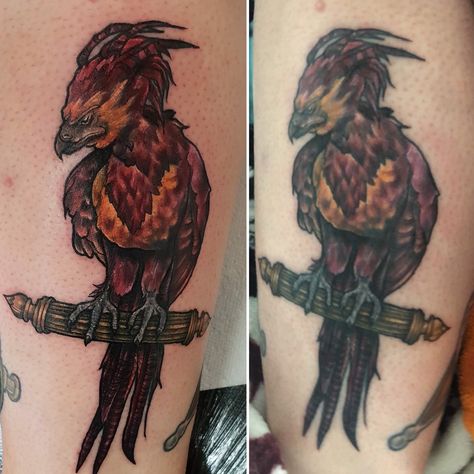 Fawkes Tattoo Harry Potter, Fawkes Tattoo, Fawkes Phoenix, Tattoo Harry Potter, Harry Potter Tattoos, Harry Potter Tattoo, Leg Sleeve, New Tattoo, Leg Sleeves