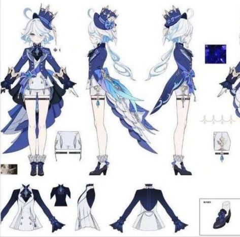 Genshin Impact Hydro Archon, Genshin Impact Hydro, Fontaine Archon, Furina Cosplay, Genshin Impact Fontaine, Hydro Archon, Cosplay Reference, Identity Art, Game Character Design