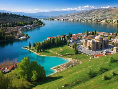 Discover Albania's Natural Beauty: Lake Ohrid Shoreline Lake Ohrid, Inspiring Landscapes, Albania, Awe Inspiring, Natural Beauty, Lake, Beauty, Nature