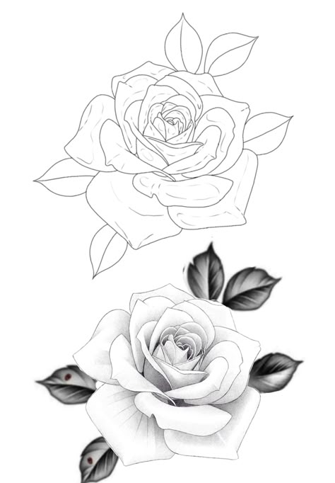 Rose Tattoo Men Stencil, Realistic Rose Tattoo Stencil, Stencil Tattoo Ideas, Rose Stencils, Rose Design Tattoo, Learning To Tattoo, Pocket Watch Tattoo Design, Blatt Tattoos, Practice Tattoos