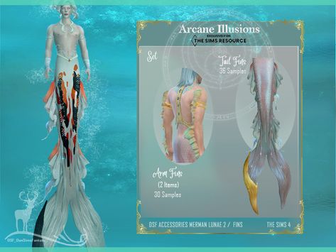 The Sims Resource - Arcane Illusions _Accessories Merman Lunae_FINS Merman Tails, Male Mermaid, Casas The Sims 4, Sims 4 Teen, Sims 4 Characters, Elf Costume, Sims 4 Downloads, Sims4 Clothes, Sims 4 Collections