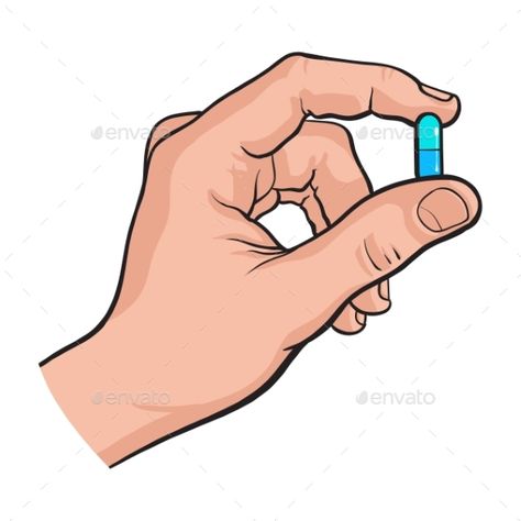 Hand Holding Two Piece Blue Gelatin Capsule Side View Sketch, Hand Holding Something, View Sketch, Health Medicine, Hand Palm, Sketch Style, Two Fingers, Hand Sketch, 3d Modelling