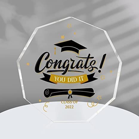 Acrylic 2022 Graduation Gift Desk Ornament for Her Him Class of 2022 High School University Graduation Gifts Table Centerpiece Paperweight for Graduates Boys Girls (Enneagon Style) Graduation Gift Table, Congratulations Words, University Graduation Gifts, Graduation Gifts For Boys, Desk Ornament, Gifts Table, Graduation 2024, University Graduation, 2022 Graduation