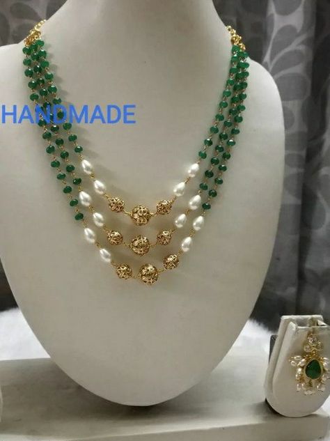 Jwellary Design Necklace, Pavalam Necklace, Beeds Chain Designs Simple, Crystal Beads Necklace Design Indian, Latest Beads Jewellery Designs Indian, Light Weight Jewellery Designs, Pearl Necklace Designs Indian, Beads Jewelry Indian Gold Latest, Light Weight Beads Gold Jewellery