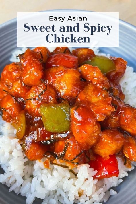 This sweet and spicy chicken is a delicious sticky and crispy Asian chicken recipe. Perfect served as an Asian chicken rice bowl or with noodles! This simple recipe is ready in less than 20 minutes and is cheaper and better than takeout! Sticky Chicken Rice Bowl, Crispy Asian Chicken, Asian Chicken And Rice, Asian Chicken Recipe, Menu Calendar, Sweet And Spicy Chicken, Asian Chicken Recipes, Chinese Cooking Recipes, Easy Asian