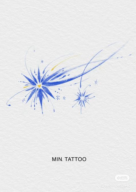 Fireworks Tattoo Ideas, Blue Star Tattoo, Shooting Star Tattoo Designs, Shooting Star Tattoos, Shooting Star Drawing, Firework Tattoo, Shooting Star Tattoo, Castle Tattoo, Cute Little Tattoos