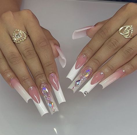 Gold Acrylic Nails, Manicure Nail Designs, Spring Acrylic Nails, Long Acrylic Nail Designs, Nails Now, Girly Acrylic Nails, Glow Nails, French Acrylic Nails, Fall Acrylic Nails