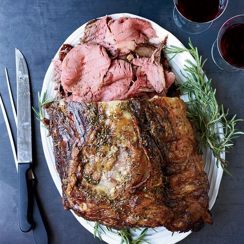 Rosemary-Pepper Beef Rib Roast with Porcini Jus Recipe | Food & Wine Roast For A Crowd, Beef Rib Roast, Beef Rib, Christmas Roast, New Year's Eve Recipes, Prime Rib Roast, Rib Roast, Beef Ribs, Prime Rib