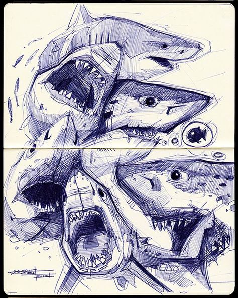 Shark Reference, Pencil Drawing Ideas, Shark Illustration, Shark Drawing, Pencil Drawings Of Animals, Shark Art, Blue Shark, Arte Sketchbook, Arte Inspo