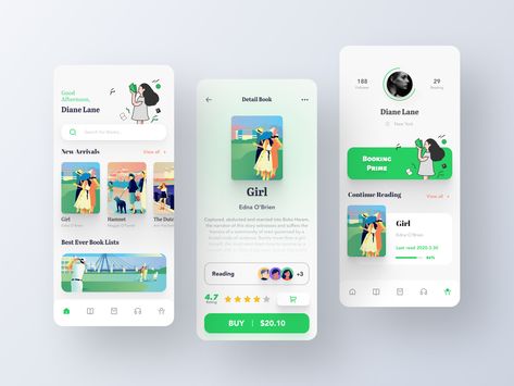 Library App Design by YueYue🌙 Social App Design, Library App, App Design Layout, Library Inspiration, Mobile App Design Inspiration, Kids Library, Booking App, Mobile Ui Design, App Design Inspiration