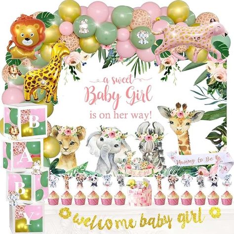 Amazon.com: 149 PCs Safari Baby Shower Decorations for Girl, Fiesec Jungle Themed Décor Backdrop Balloon Garland Arch Artificial Leaves Box Cutout Glitter Banner Cake Topper Sash Lion Cheetah Giraffe Pink : Home & Kitchen Jungle Baby Shower Theme Decorations, Safari Baby Shower Girl, Backdrop Balloon Garland, Baby Shower Decorations For Girl, Safari Baby Girl, Safari Baby Shower Decorations, Backdrop Balloon, Jungle Safari Baby, Jungle Safari Baby Shower