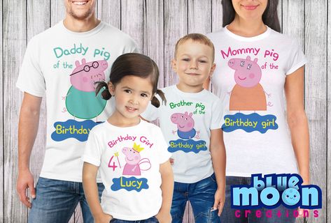 Peppa Pig Birthday Shirt, Peppa Pig Shirt, Peppa Pig Teddy, Custom Kids Clothes, Peppa Pig Invitations, Peppa Pig George, Peppa Pig Family, Pig Shirt, Pig Birthday Party