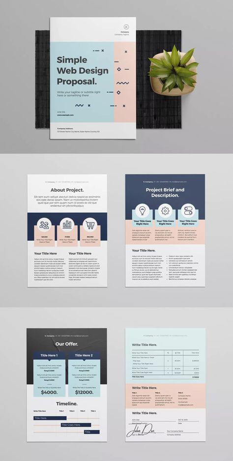 Design Proposal Template, One Pager Design, Web Design Proposal, 보고서 디자인, Simple Web Design, Web Design Quotes, Brochure Design Layout, Project Proposal Template, Design Proposal