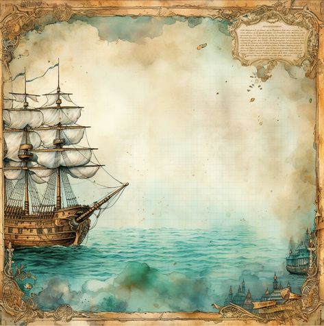 Vintage Notes Aesthetic, Pirate Ship Background, Ship Background, Sea Decoration, Maps Aesthetic, Vintage Notes, Furniture Craft, Egypt Culture, Notes Aesthetic