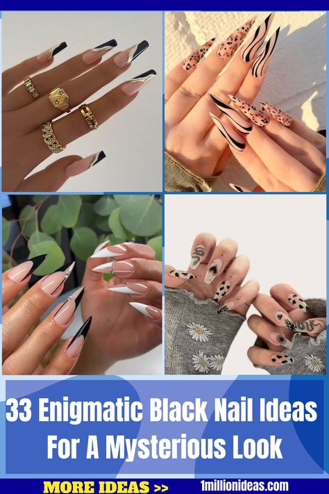 Wearing one of these black nail designs is a surefire way to bring out your inner rock star. Black nails are the… Star Black Nails, Black Nail Ideas, Black Ombre Nails, Nail Paint Shades, Negative Space Nail Art, Brown Acrylic Nails, Black Manicure, Negative Space Nails, Space Nails