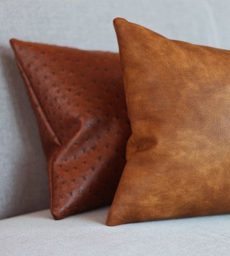 Bedroom Colors Brown, Dark Masculine, Leather Pillows, Tan Pillow, Leather Throw Pillow, Tan Pillows, Bed Pillow Covers, Leather Throw Pillows, Brown Throw Pillows