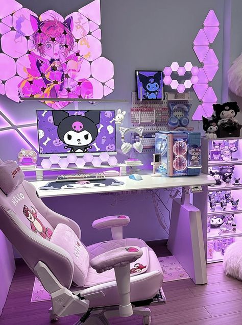 X Room Ideas Goth, Goth Room Ideas, Pastel Gamer, Streaming Room, Pc Games Setup, Games Room Inspiration, Gamer Bedroom, Game Setup, Fun Room