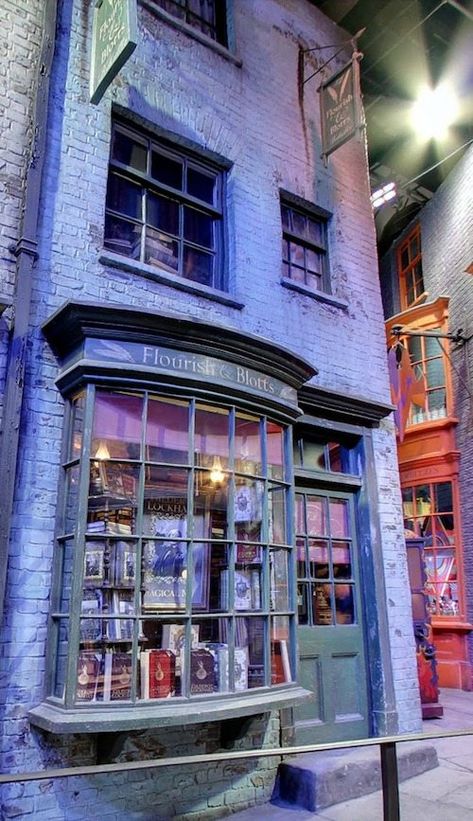 Diagon Alley Flourish and Blotts Diagonal Alley, Harry Potter In London, Diagon Alley Shops, Flourish And Blotts, Harry Potter London, Harry Potter Wiki, Harry Potter Miniatures, Harry Potter Merch, Potter Aesthetic