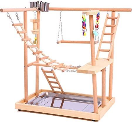 XD Designs Bird Perches Nest Play Stand Gym/Parrot Interactive Playground, Bird Perch Platform Stand Swing Bridge Wood Climb Ladders Parrot Playground, Bird Play Gym, Parrot Play Stand, Diy Bird Cage, Hanging Ladder, Diy Bird Toys, Pet Bird Cage, Climbing Ladder, Parrot Perch