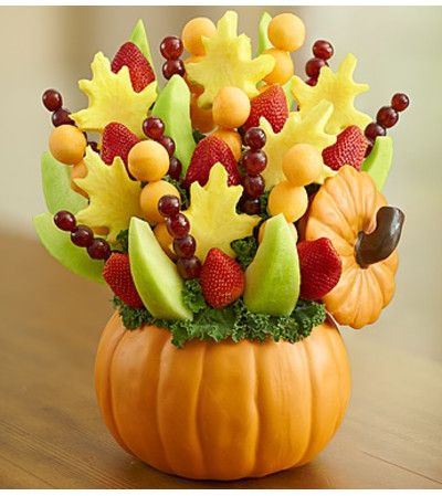 Apple Crunch, Fruit Presentation, Thanksgiving Fruit, Pumpkin Bouquet, Edible Fruit Arrangements, Fruit Bouquet, Fruit Creations, Cinnamon Crunch, Halloween Fruit