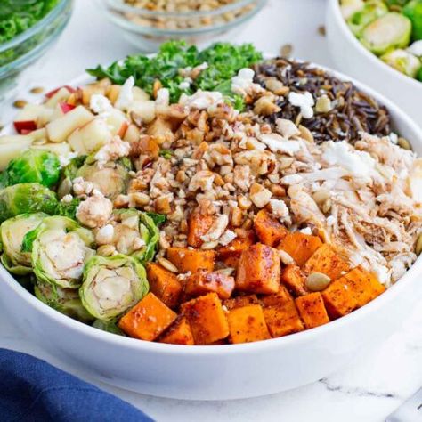 Sweetgreen Harvest Bowl (Copycat Recipe) - Evolving Table Hungry Root Recipes Copycat, Hungry Root Copycat Recipes, Hungry Root, Sweet Pumpkin Seeds, Harvest Bowl, Cooking Wild Rice, Lean Chicken, Chicken Healthy, Healthy Veggies