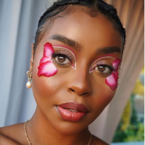 Flower Eye Makeup, Petal Makeup, Graphic Eyes, Floral Makeup, Flower Makeup, Eye Pigments, Dark Skin Makeup, Color Psychology, Fantasy Makeup