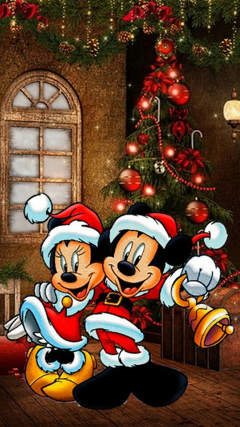 Mickey Christmas Wallpaper, Miki Fare, Disney Merry Christmas, Christmas Wallpaper Iphone, Wallpaper Natal, Merry Christmas Wallpaper, Merry Christmas Pictures, Xmas Wallpaper, Minnie Christmas