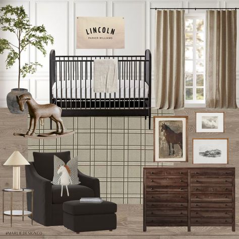 Vintage Nursery Boy, Plaid Nursery, Black Crib, Ikea Nursery, Toddler Boys Room, Nursery Room Design, Baby Room Inspiration, Nursery Room Inspiration, Nursery Baby Room