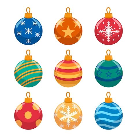 Free vector flat design christmas ball o... | Free Vector #Freepik #freevector #christmas-collection #christmas-ornament #christmas-ball #christmas-flat Colorful Christmas Ornaments, Winter Classroom Decorations, Vintage Christmas Balls, Classroom Christmas Decorations, Christmas Ornament Template, Ball Drawing, Ornament Template, Christmas Ball Ornaments, Holiday Painting