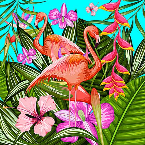 Background tropical flora and fauna Lukisan Flora Dan Fauna, Flora Dan Fauna, Flora And Fauna Drawing, Flamingo Wallpaper, Flamingo Painting, Mermaid Wallpapers, Most Beautiful Wallpaper, Flamingo Art, Art Tropical