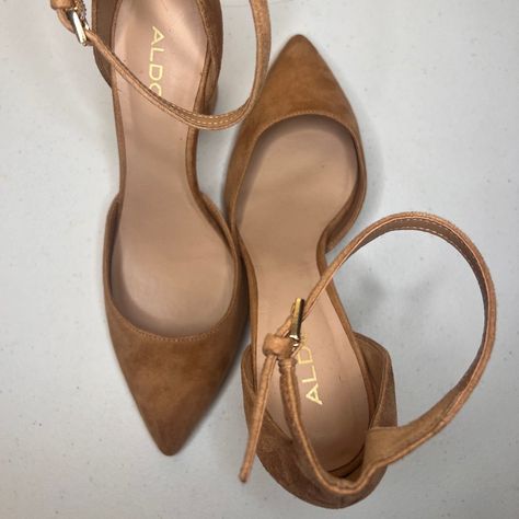 Step Up Your Work Game With These Never Worn Aldo Strappy Heels! Elevate Your Office Style With These Chic, Nude Aldo Heels! Crafted From Luxurious Suede And Leather, These Beauties Feature A Sophisticated Block Heel, A Comfy Padded Insole, And A Sleek Closed Pointy Toe. The Strappy Design Adds A Touch Of Elegance, While The Buckle Closure Ensures A Secure Fit. Perfect For Making A Statement At Work Or Any Special Occasion! Features: Color: Nude Materials: Suede, Leather, Nubuck Upper; Rubber So Fancy Heels, Aldo Heels, Strappy Block Heels, Office Style, Aldo Shoes, Office Fashion, Strappy Heels, Fashion Handbags, Step Up