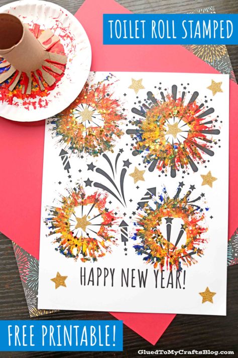 Toddler Noon Years Eve, School Age New Years Activities, Happy New Year Art For Kids, Happy New Year Crafts For Kids, New Years Craft Preschool, Happy New Year Diy, Paper Roll Crafts For Kids, Kindergarten January, News Years Crafts For Kids