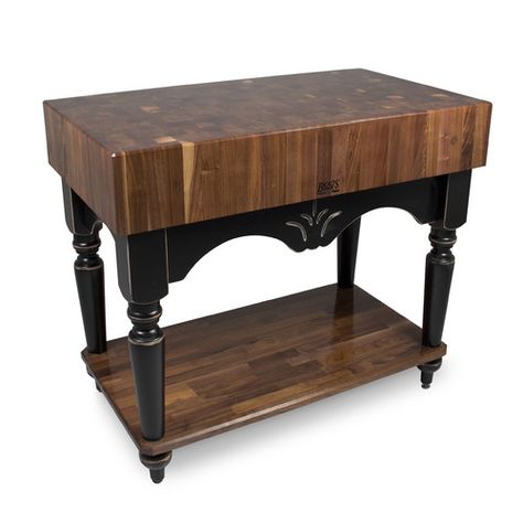 John Boos American Heritage Calais Table with Wood Top Kitchen Island Table With Seating, Kitchen Island With Seating For 4, Diy Butcher Block, Black Kitchen Table, Butcher Block Tables, Walnut Butcher Block, Butcher Block Table, Kitchen Island Plans, Butcher Block Island