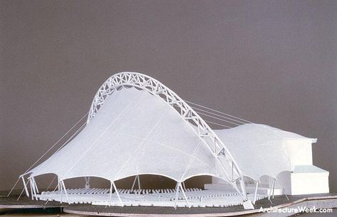 ArchitectureWeek Image - Tensile Pavilion in Boston Tensile Pavilion, Shell Structure, Membrane Structure, Tensile Structures, Membrane Roof, Arch Architecture, Stadium Design, Architecture Concept Diagram, Architectural Model