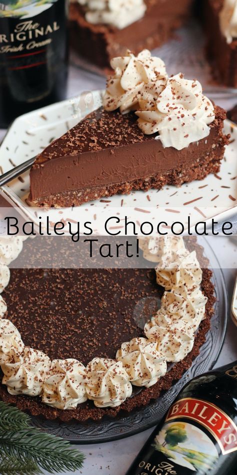 Baileys Chocolate Tart! - Jane's Patisserie Baileys Whipped Cream, Baileys Dessert, Chocolate Baileys, Janes Patisserie, Baileys Recipes, Ganache Filling, Chocolate Ganache Filling, Pie Pops, Tart Baking